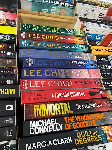 Rows of thriller spines